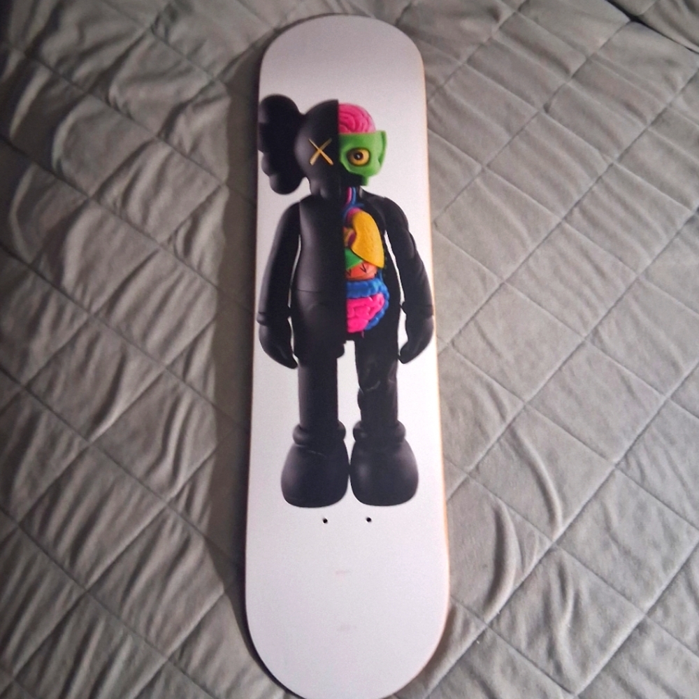 KAWS Black and Multicolor Wall Art Skateboard Deck